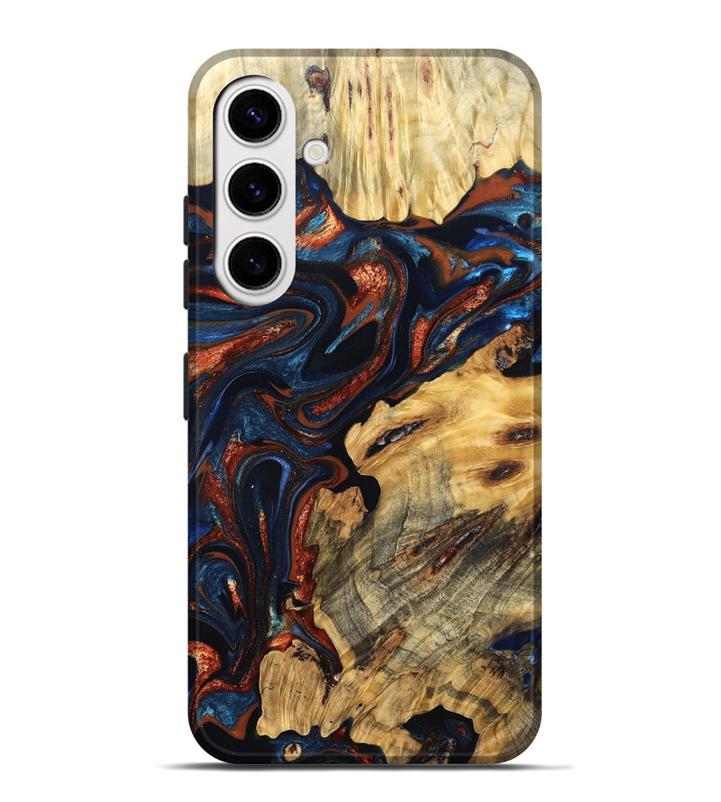 Galaxy S25 Plus Wood Live Edge Phone Case - Samara (Teal & Gold, 823493)