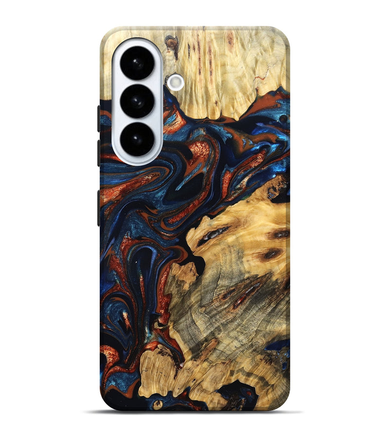 Galaxy S26 Plus Wood Live Edge Phone Case - Samara (Teal & Gold, 823493)