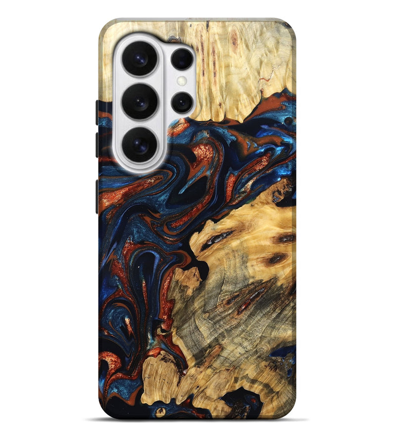 Galaxy S26 Ultra Wood Live Edge Phone Case - Samara (Teal & Gold, 823493)