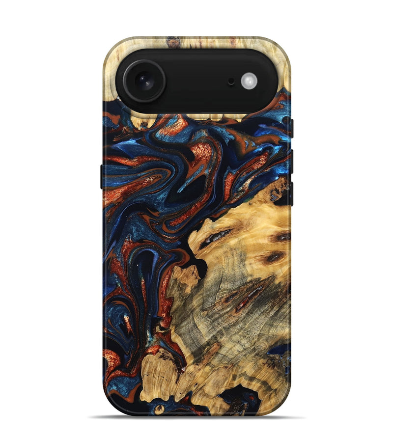 iPhone 17 Air Wood Live Edge Phone Case - Samara (Teal & Gold, 823493)