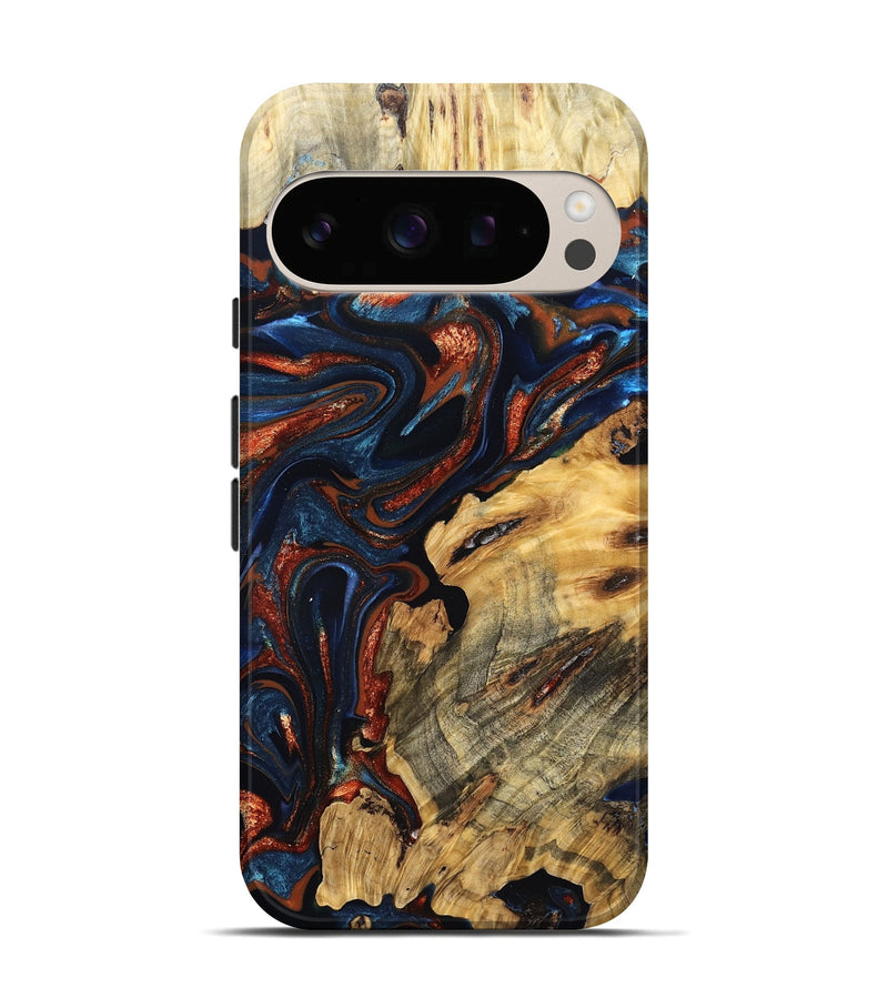 Pixel 10 Pro Wood Live Edge Phone Case - Samara (Teal & Gold, 823493)