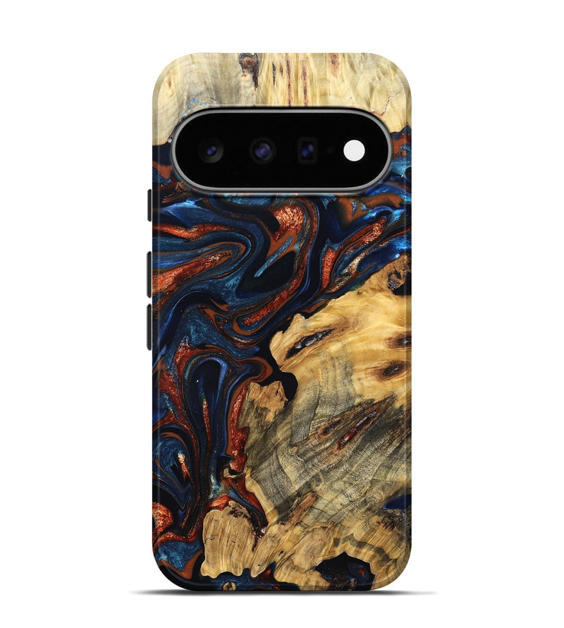 Pixel 11 Pro Wood Live Edge Phone Case - Samara (Teal & Gold, 823493)