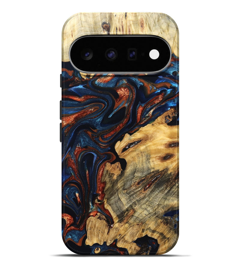 Pixel 11 Pro XL Wood Live Edge Phone Case - Samara (Teal & Gold, 823493)