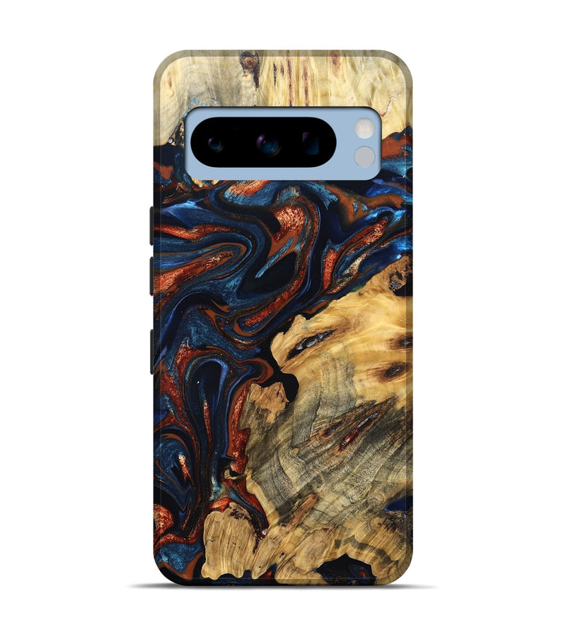 Pixel 8 Pro Wood Live Edge Phone Case - Samara (Teal & Gold, 823493)