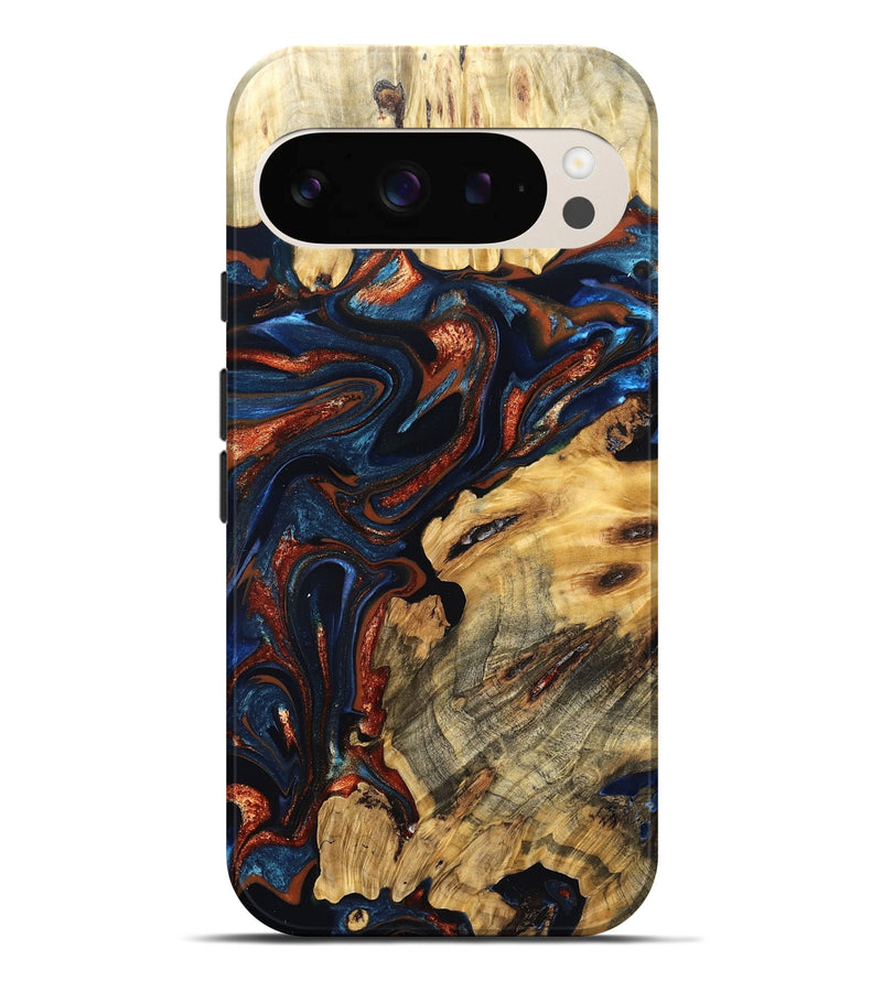 Pixel 9 Pro XL Wood Live Edge Phone Case - Samara (Teal & Gold, 823493)
