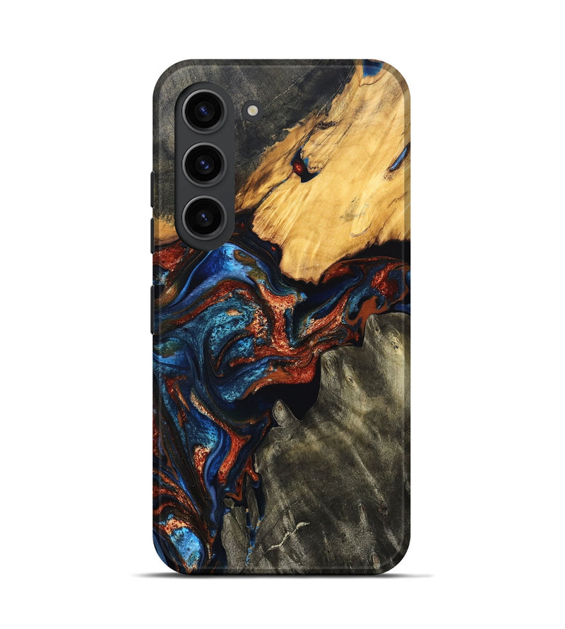 Galaxy S23 Wood Live Edge Phone Case - Zuri (Teal & Gold, 823494)