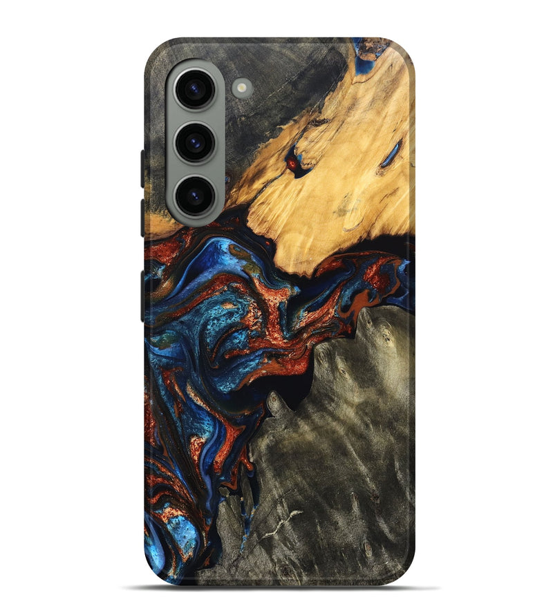 Galaxy S23 Plus Wood Live Edge Phone Case - Zuri (Teal & Gold, 823494)