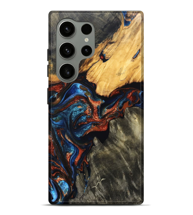 Galaxy S24 Ultra Wood Live Edge Phone Case - Zuri (Teal & Gold, 823494)