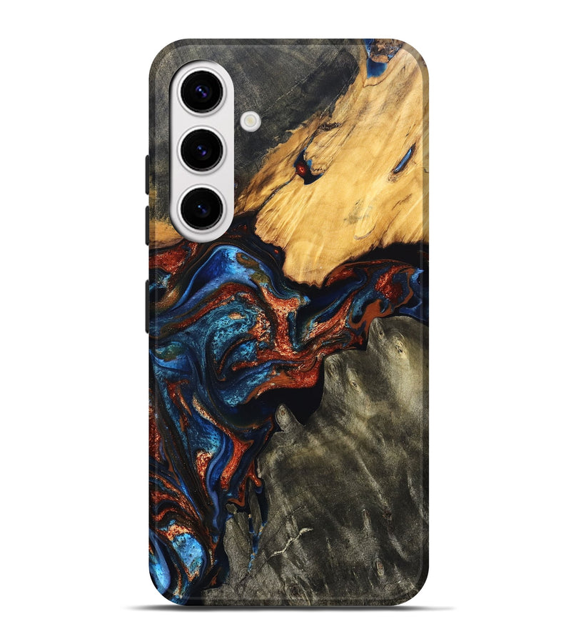 Galaxy S25 Plus Wood Live Edge Phone Case - Zuri (Teal & Gold, 823494)