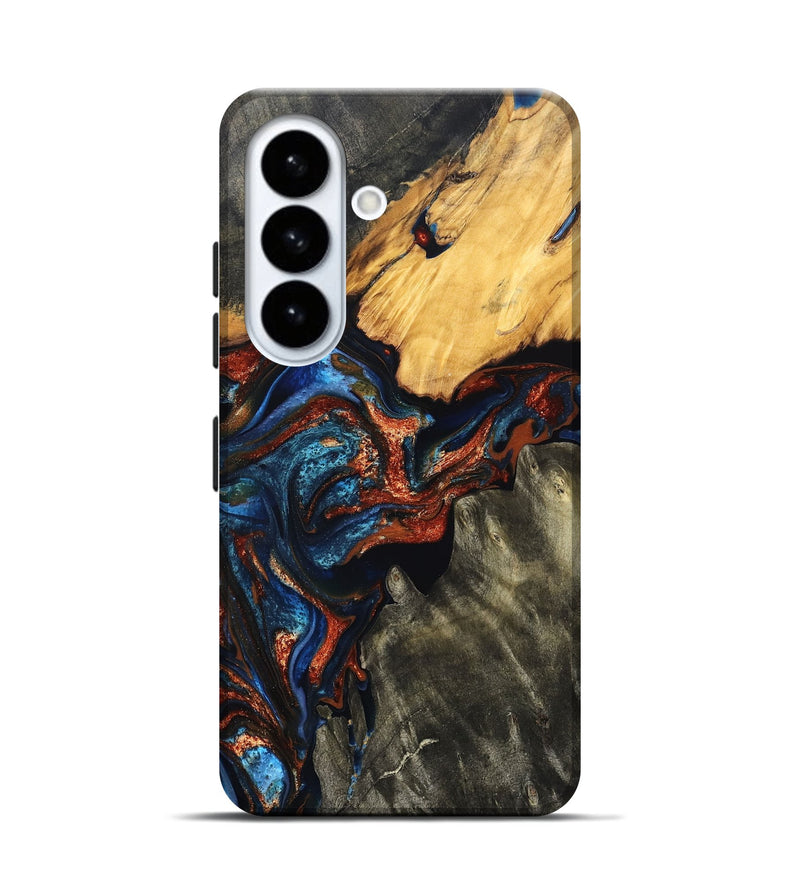 Galaxy S26 Wood Live Edge Phone Case - Zuri (Teal & Gold, 823494)