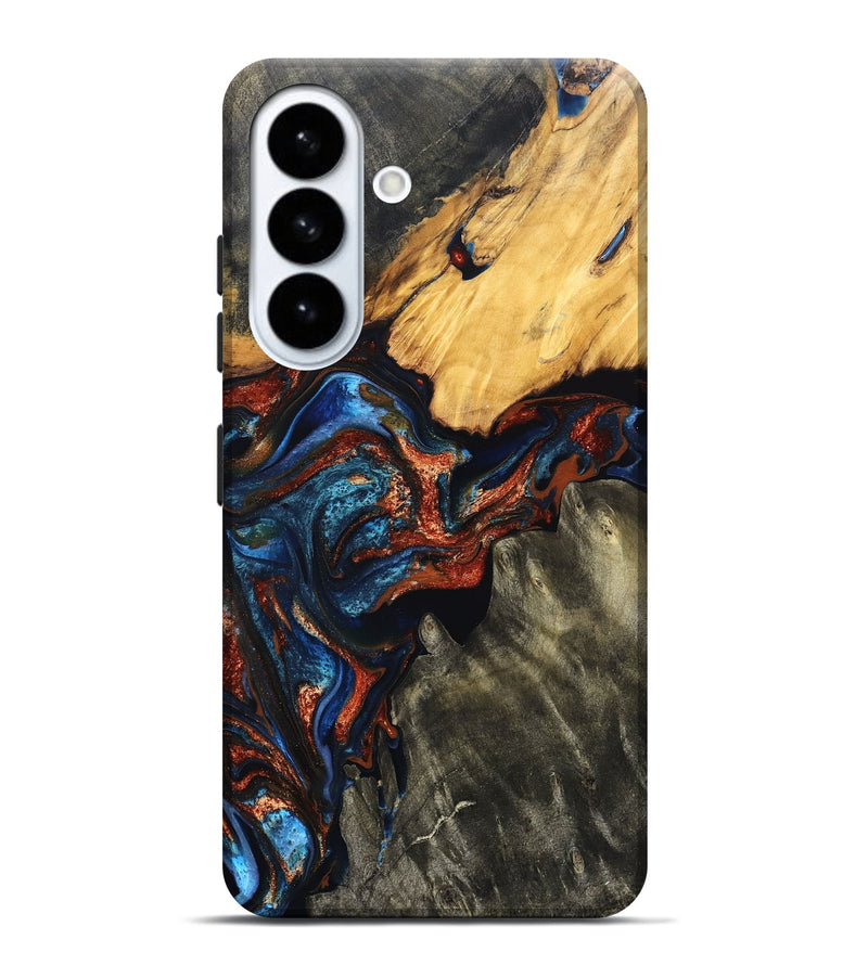 Galaxy S26 Plus Wood Live Edge Phone Case - Zuri (Teal & Gold, 823494)