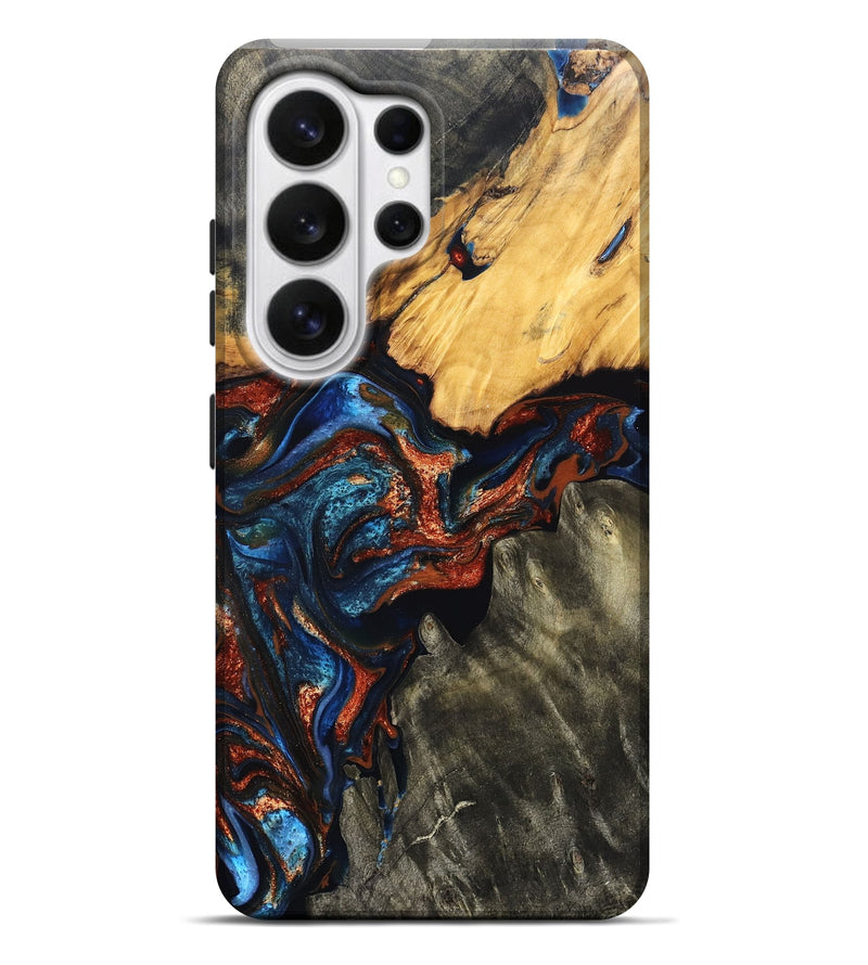 Galaxy S26 Ultra Wood Live Edge Phone Case - Zuri (Teal & Gold, 823494)