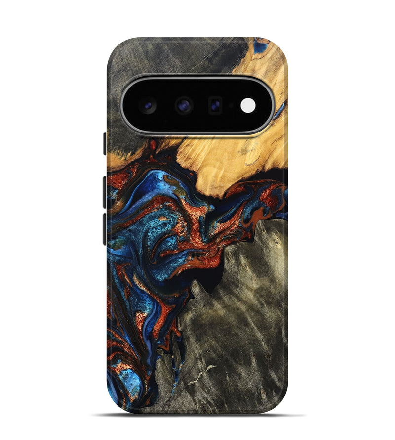 Pixel 11 Pro Wood Live Edge Phone Case - Zuri (Teal & Gold, 823494)