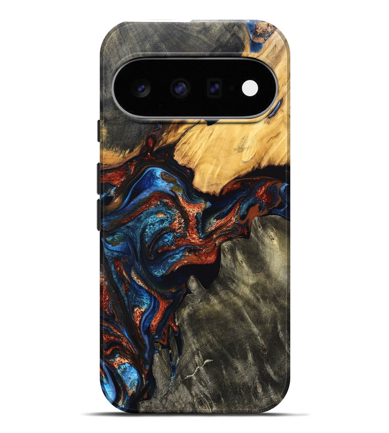 Pixel 11 Pro XL Wood Live Edge Phone Case - Zuri (Teal & Gold, 823494)