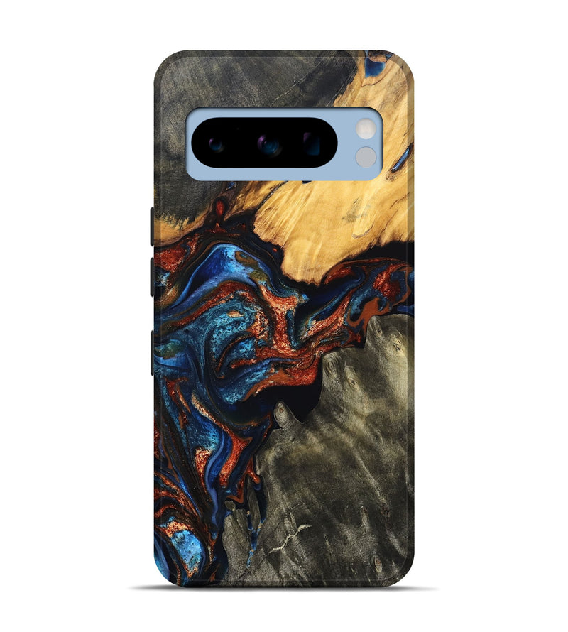 Pixel 8 Pro Wood Live Edge Phone Case - Zuri (Teal & Gold, 823494)