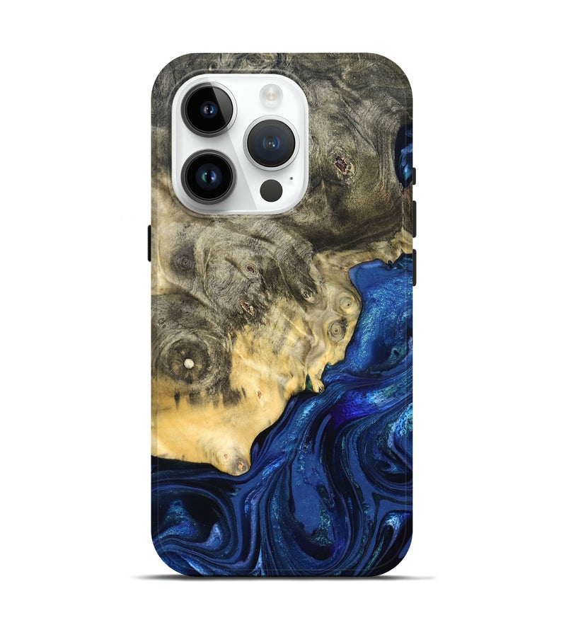 iPhone 15 Pro Wood Live Edge Phone Case - Esteban (Blue, 823495)