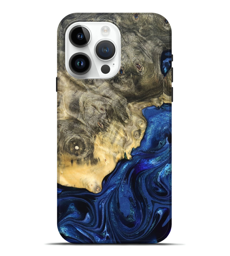 iPhone 15 Pro Max Wood Live Edge Phone Case - Esteban (Blue, 823495)