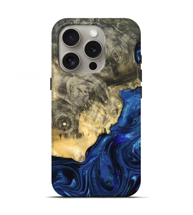 iPhone 16 Pro Wood Live Edge Phone Case - Esteban (Blue, 823495)