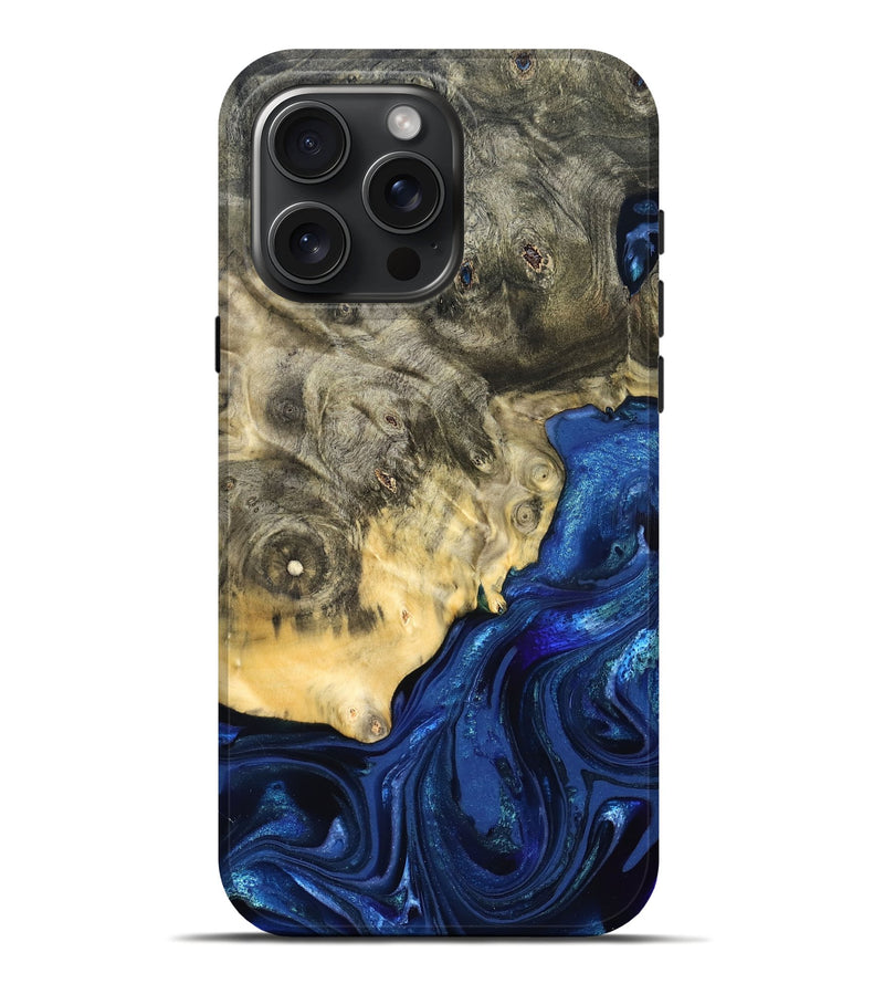iPhone 16 Pro Max Wood Live Edge Phone Case - Esteban (Blue, 823495)