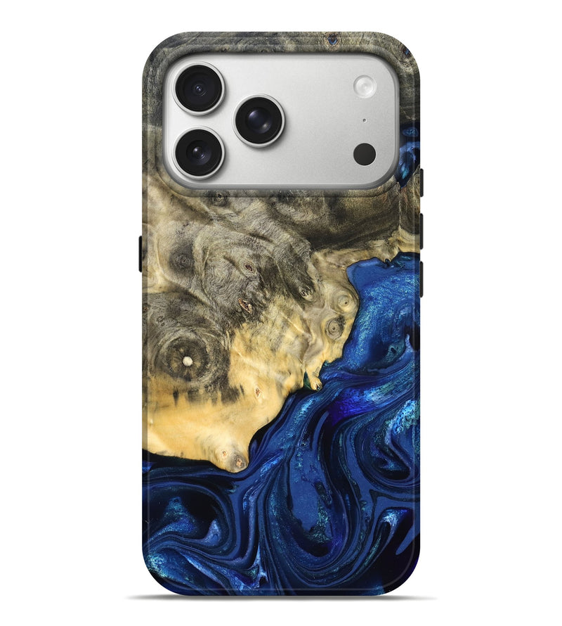 iPhone 17 Pro Max Wood Live Edge Phone Case - Esteban (Blue, 823495)