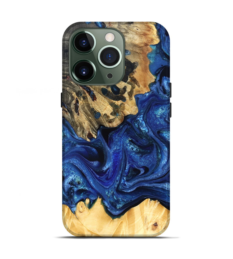 iPhone 13 Pro Wood Live Edge Phone Case - Roma (Blue, 823496)