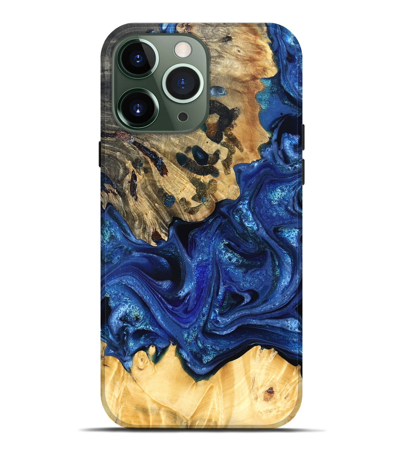 iPhone 13 Pro Max Wood Live Edge Phone Case - Roma (Blue, 823496)