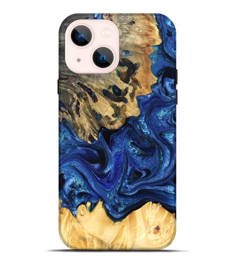 iPhone 14 Plus Wood Live Edge Phone Case - Roma (Blue, 823496)