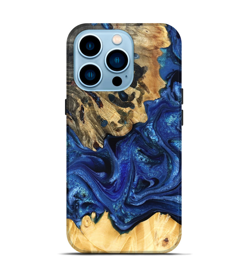 iPhone 14 Pro Wood Live Edge Phone Case - Roma (Blue, 823496)
