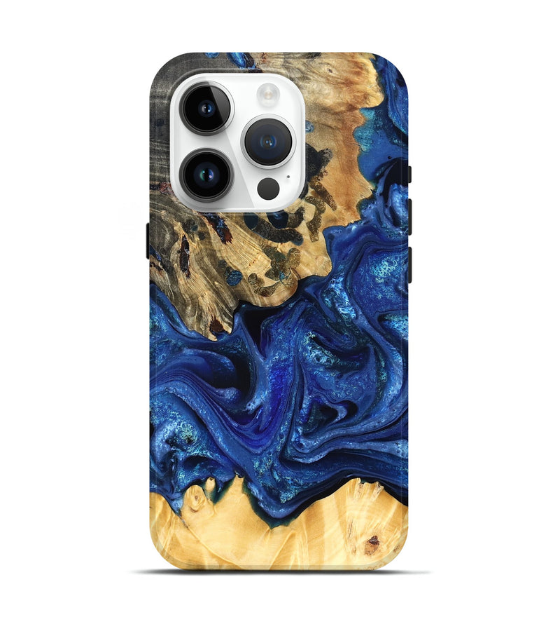 iPhone 15 Pro Wood Live Edge Phone Case - Roma (Blue, 823496)