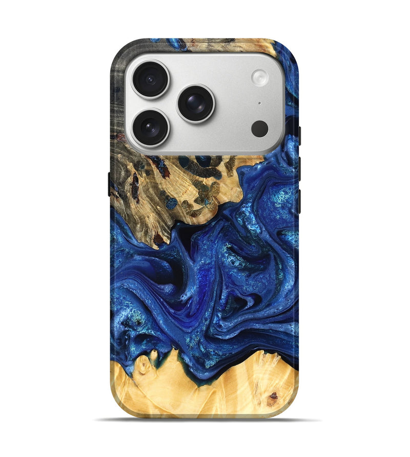 iPhone 17 Pro Wood Live Edge Phone Case - Roma (Blue, 823496)