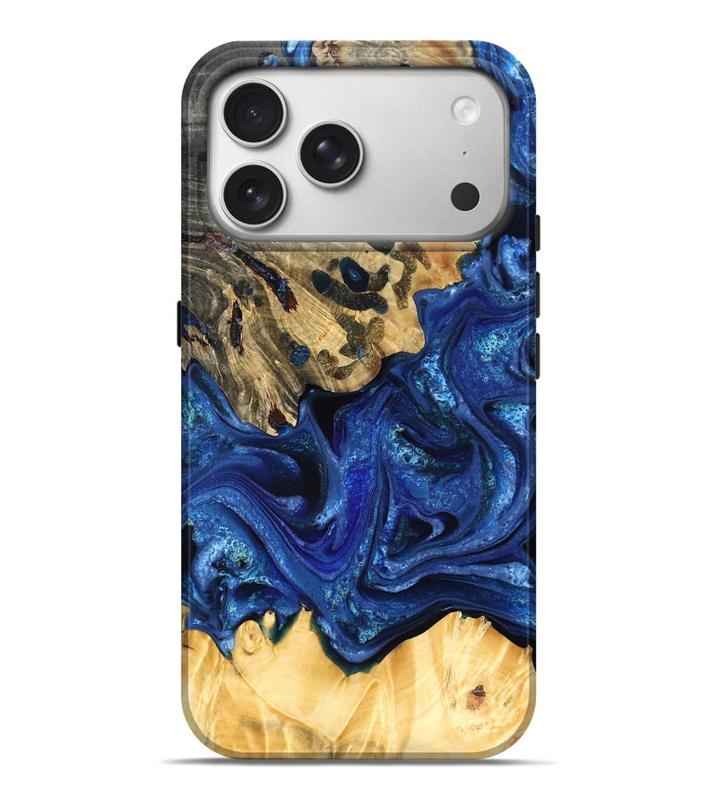 iPhone 17 Pro Max Wood Live Edge Phone Case - Roma (Blue, 823496)