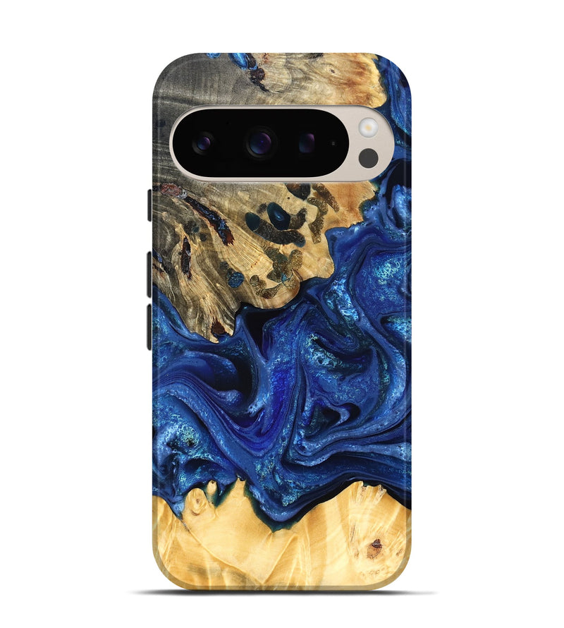 Pixel 9 Wood Live Edge Phone Case - Roma (Blue, 823496)