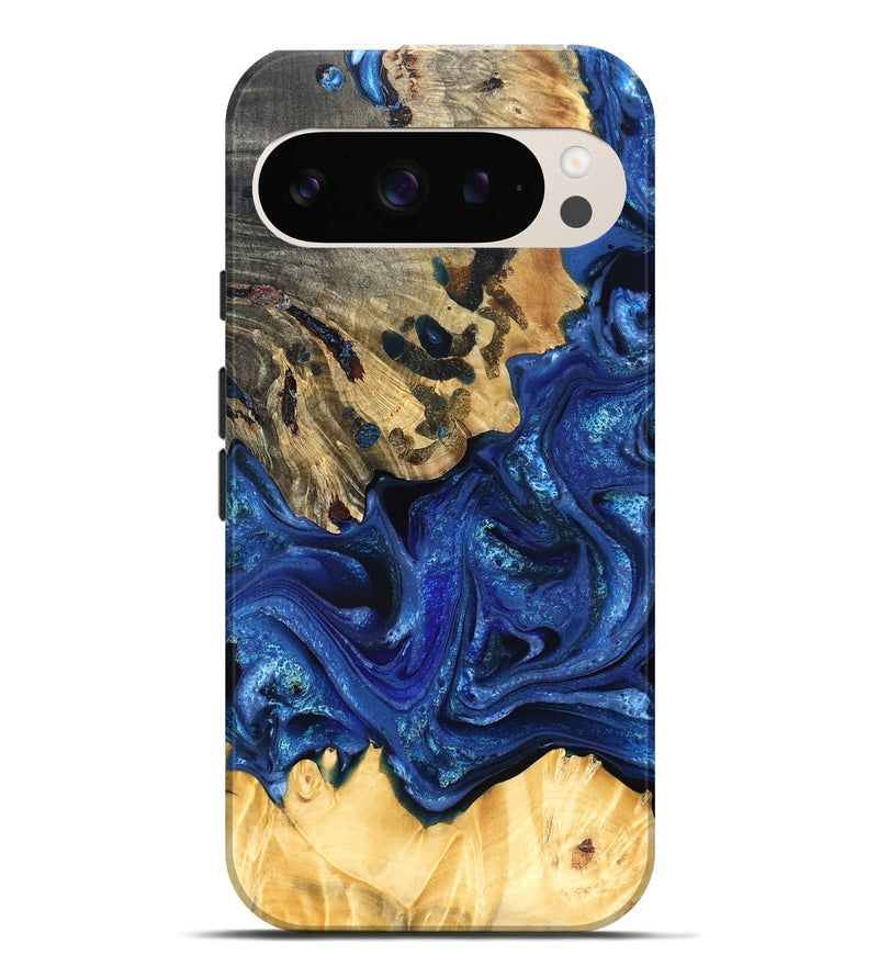 Pixel 9 Pro XL Wood Live Edge Phone Case - Roma (Blue, 823496)