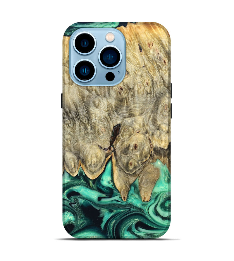 iPhone 14 Pro Wood Live Edge Phone Case - Essie (Green, 823498)