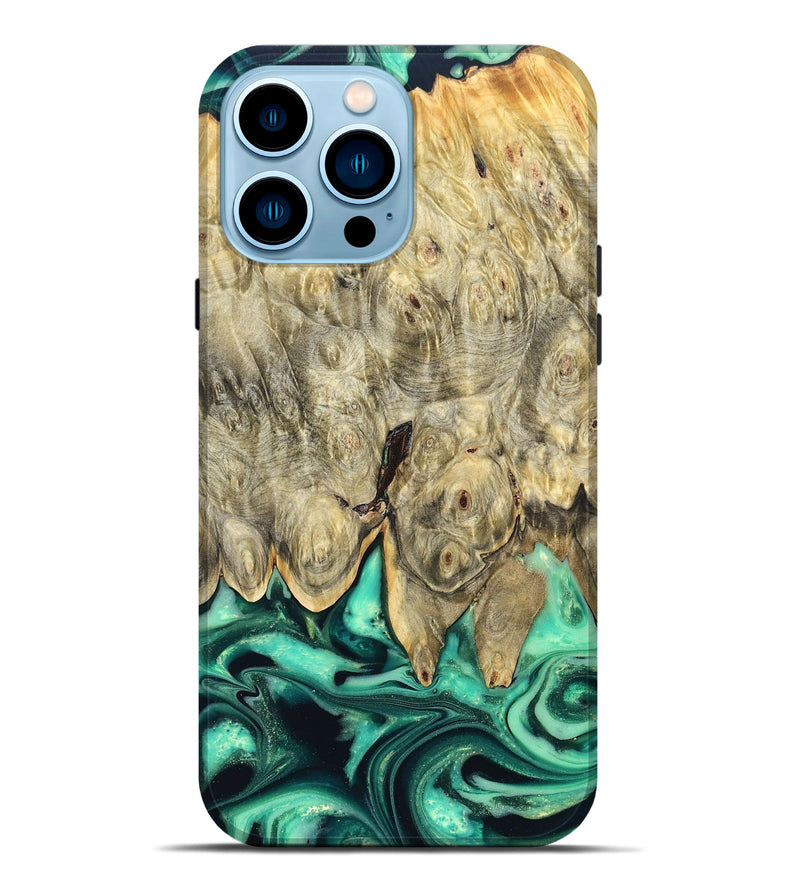 iPhone 14 Pro Max Wood Live Edge Phone Case - Essie (Green, 823498)