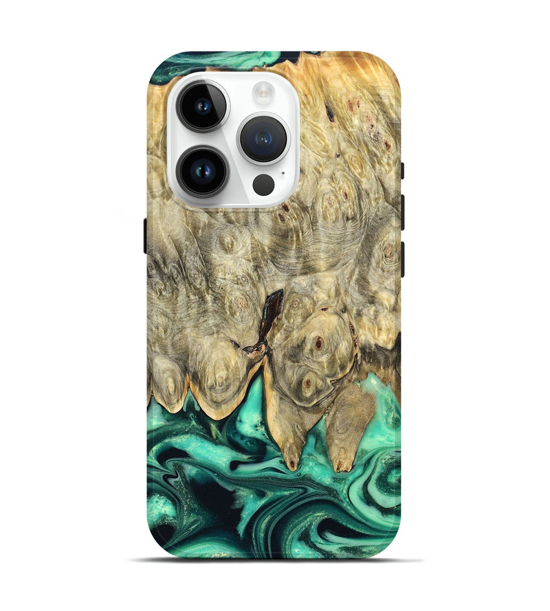 iPhone 15 Pro Wood Live Edge Phone Case - Essie (Green, 823498)