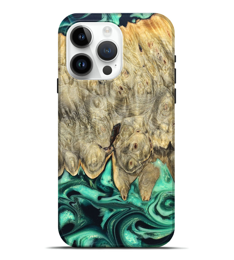 iPhone 15 Pro Max Wood Live Edge Phone Case - Essie (Green, 823498)