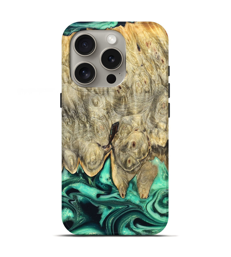 iPhone 16 Pro Wood Live Edge Phone Case - Essie (Green, 823498)