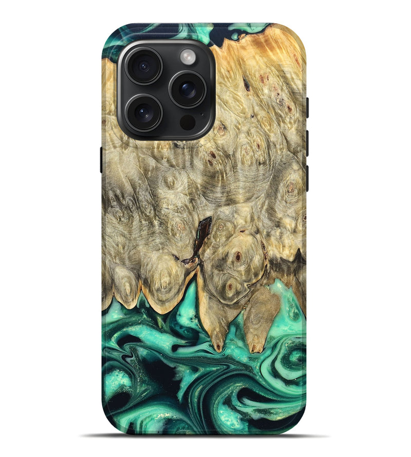iPhone 16 Pro Max Wood Live Edge Phone Case - Essie (Green, 823498)