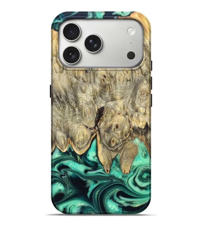 iPhone 17 Pro Max Wood Live Edge Phone Case - Essie (Green, 823498)