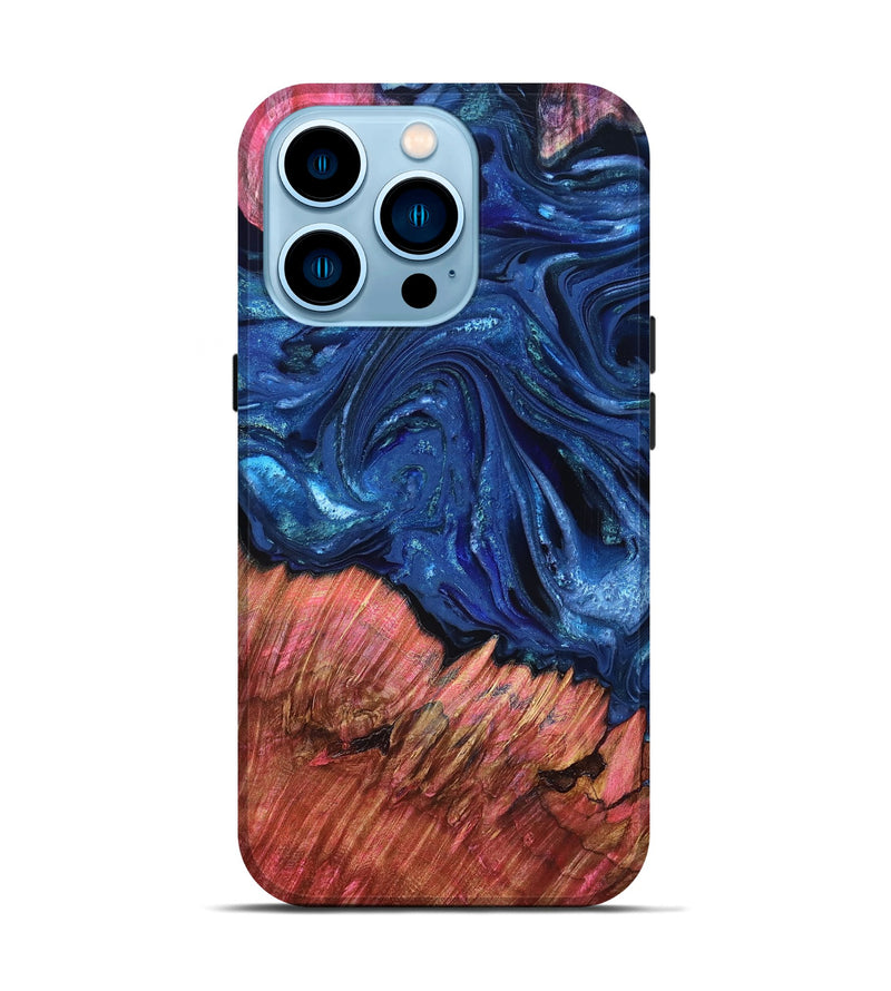 iPhone 14 Pro Wood Live Edge Phone Case - Harlem (Blue, 823500)