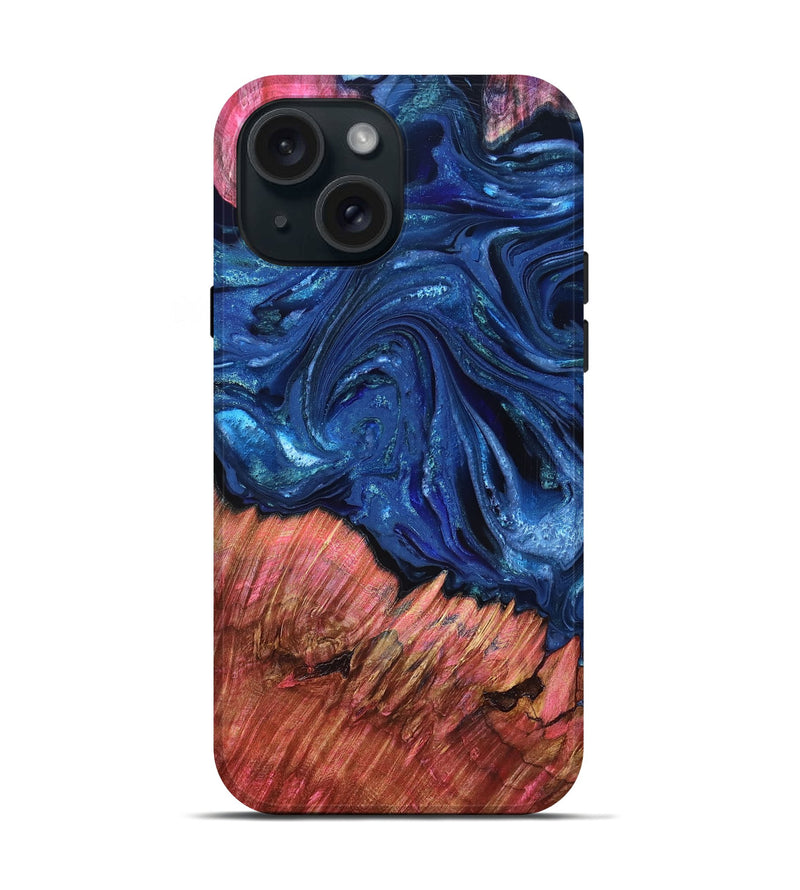 iPhone 15 Wood Live Edge Phone Case - Harlem (Blue, 823500)