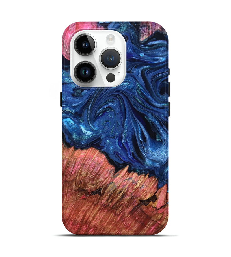 iPhone 15 Pro Wood Live Edge Phone Case - Harlem (Blue, 823500)