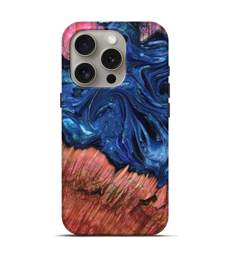 iPhone 16 Pro Wood Live Edge Phone Case - Harlem (Blue, 823500)