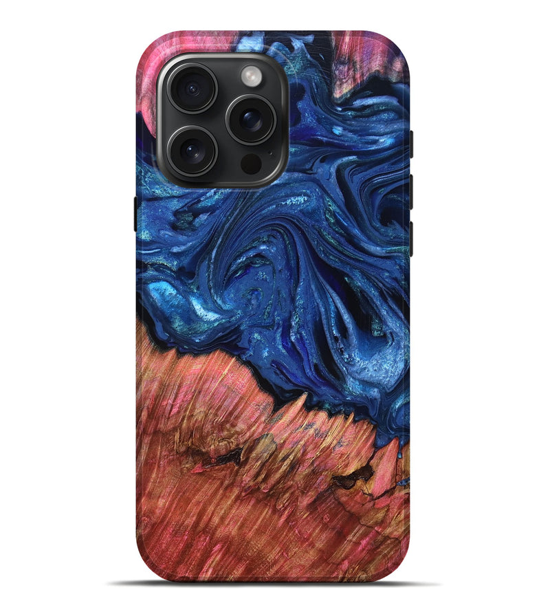iPhone 16 Pro Max Wood Live Edge Phone Case - Harlem (Blue, 823500)