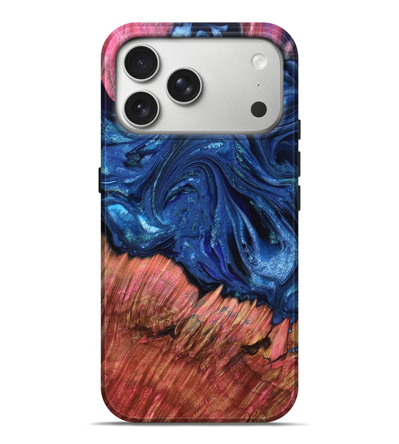 iPhone 17 Pro Max Wood Live Edge Phone Case - Harlem (Blue, 823500)