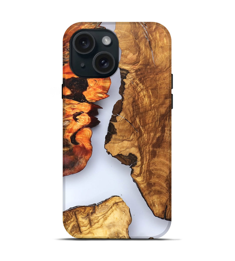 iPhone 15 Wood Live Edge Phone Case - Bria (Clear, 823501)