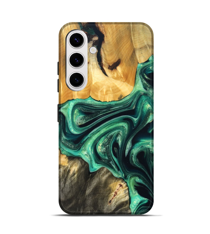 Galaxy S25 Wood Live Edge Phone Case - Alonza (Green, 823502)