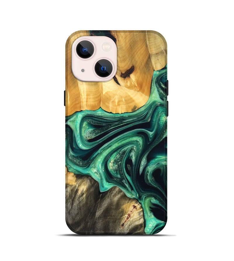 iPhone 13 mini Wood Live Edge Phone Case - Alonza (Green, 823502)