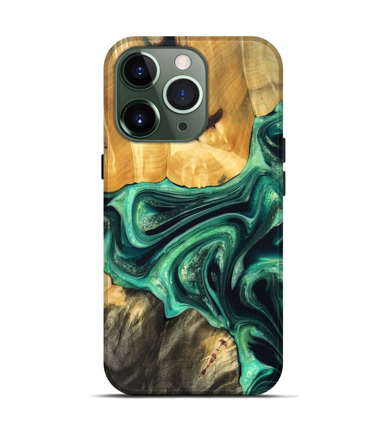 iPhone 13 Pro Wood Live Edge Phone Case - Alonza (Green, 823502)